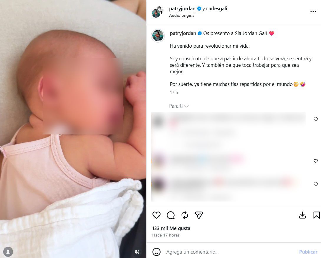 Patry Jordán presenta a su hija Sia