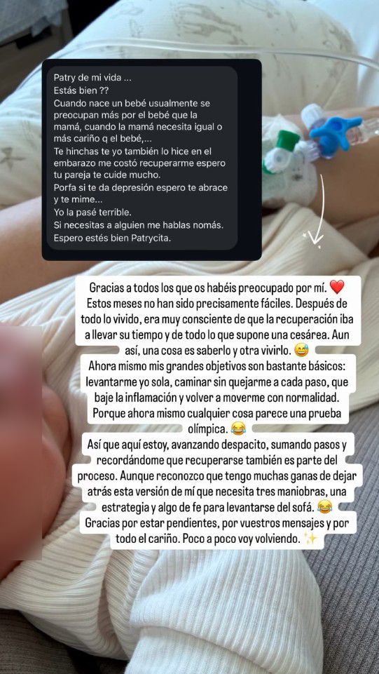Patry Jordán se sincera sobre su postparto