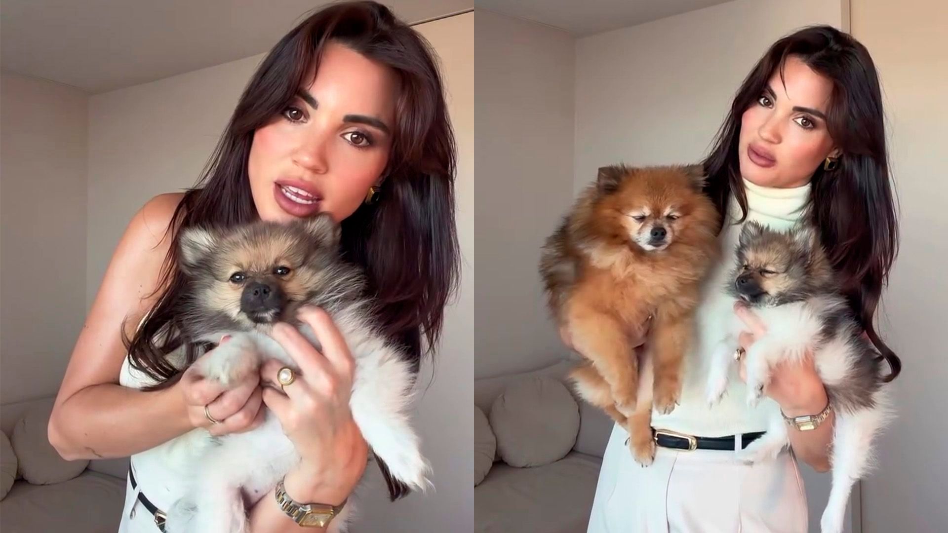 Melodie con sus dos perritos