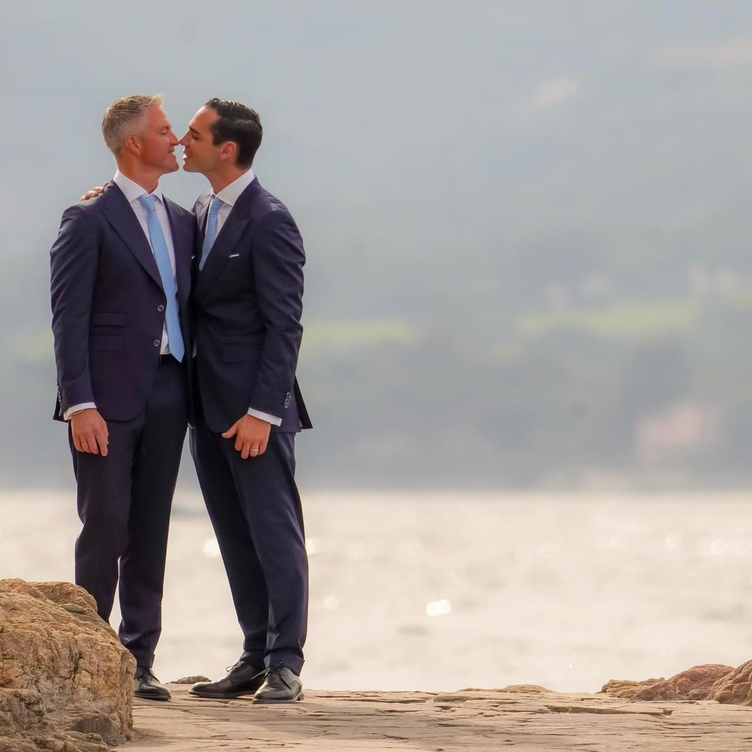 Ralf Schumacher y Etienne Bousquet el día de su boda