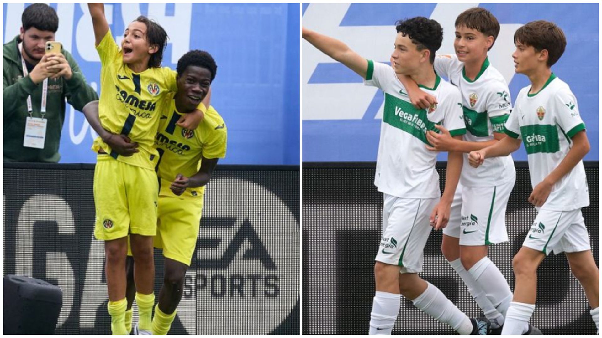 Villarreal y Elche, celebrando sus goles