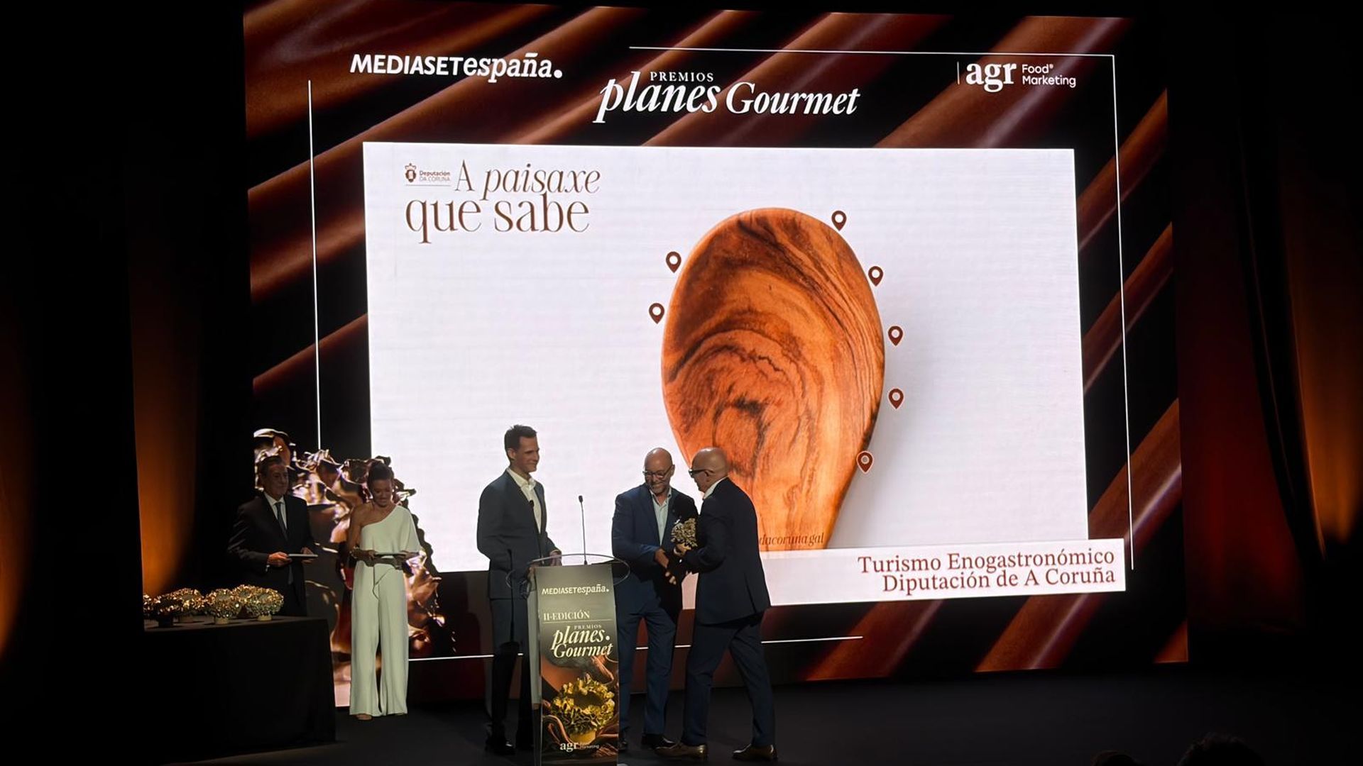 Xosé Regueira, vicepresidente de la Diputación de A Coruña, recogiendo el premio