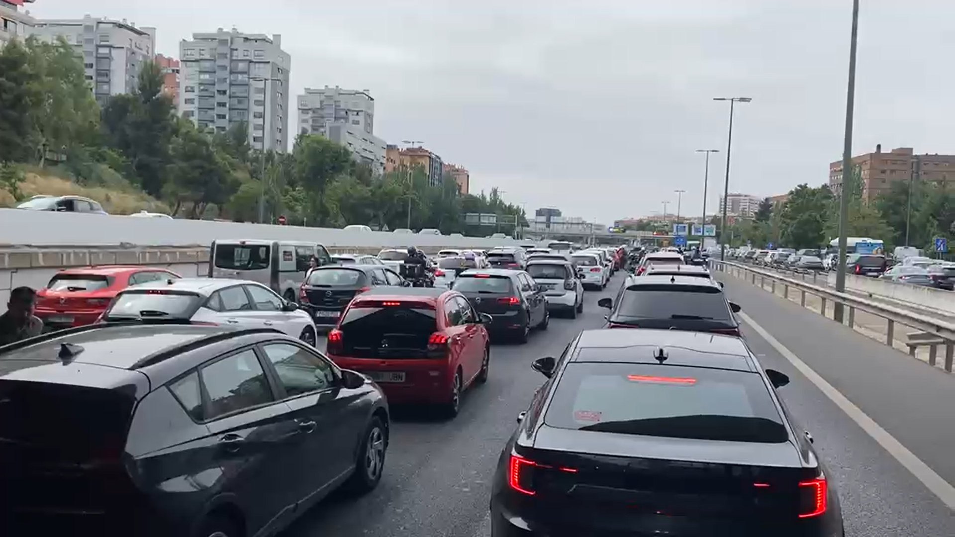La M-30, parada por la llegada del papa León XIV a Madrid