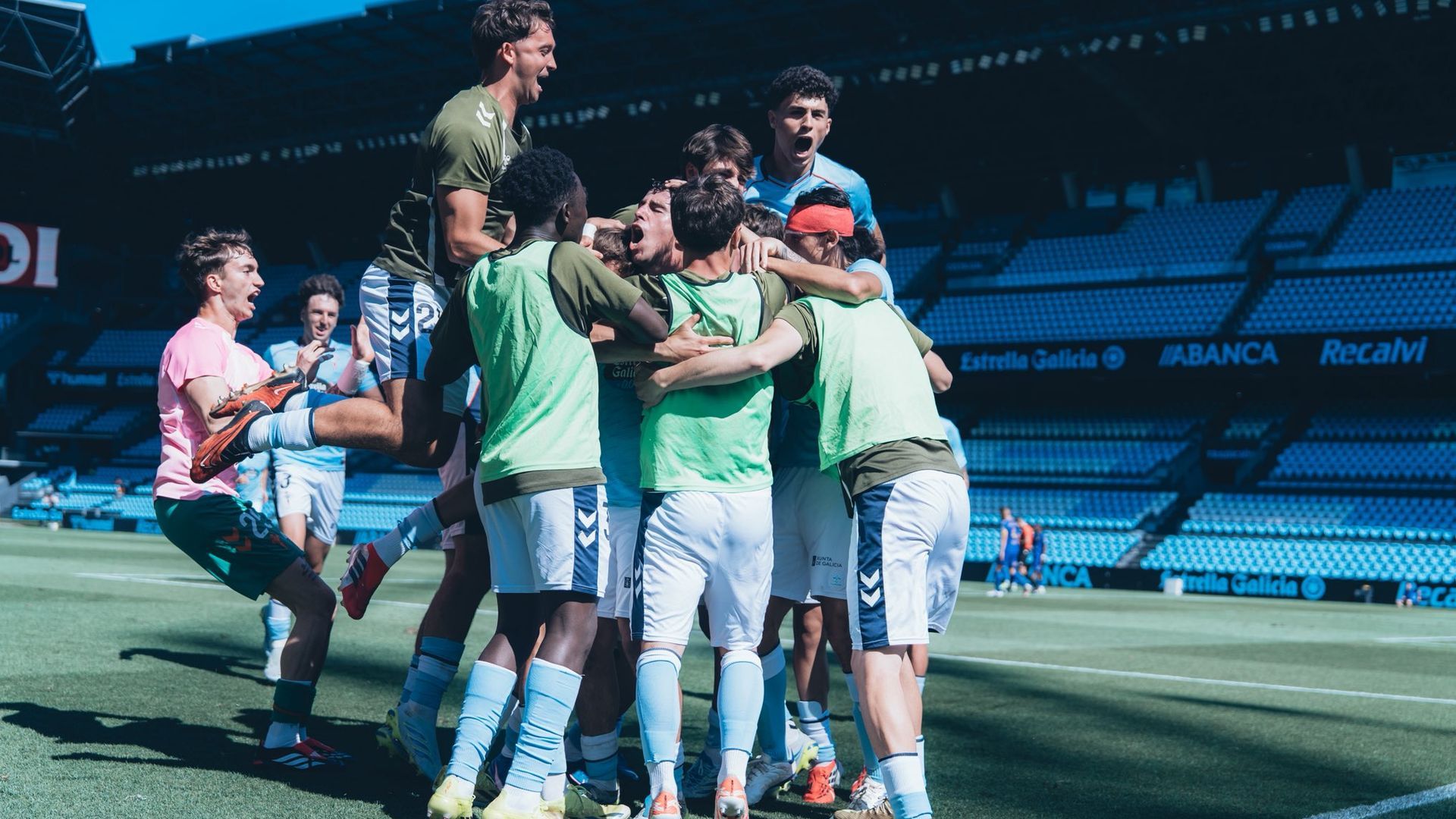 Celebración del Celta Fortuna tras ganar al Europa Celebración del Celta Fortuna tras ganar al Europa
