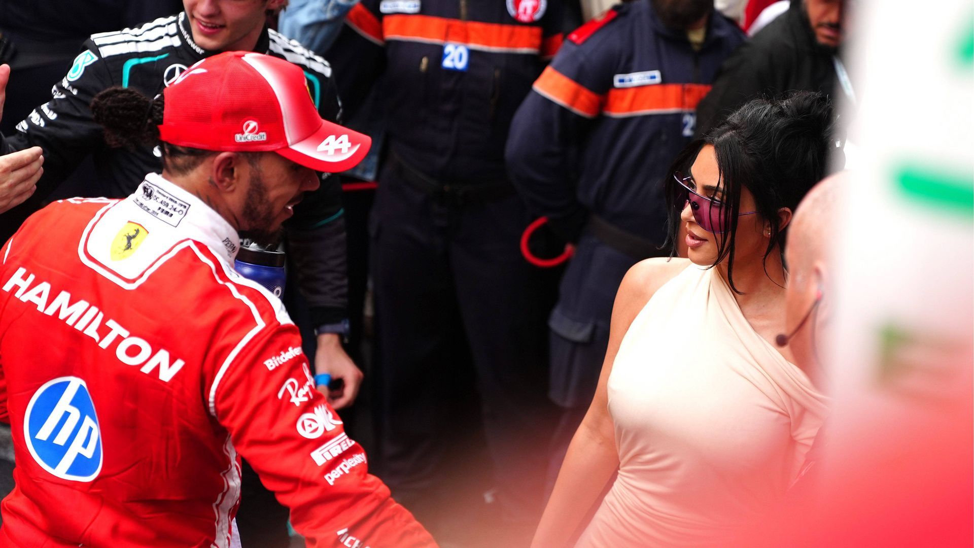 Lewis Hamilton y su pareja, Kim Kardashian, tras el GP de Mónaco