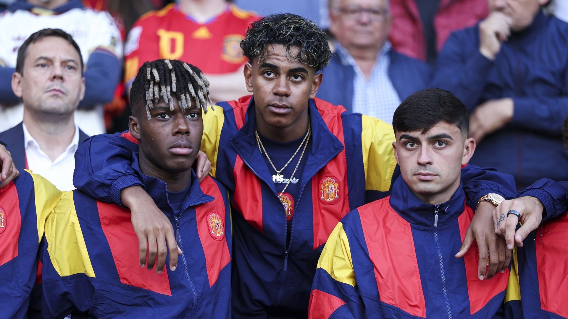 Nico Williams, Lamine Yamal y Pedri, antes del España-Irak en Riazor Nico Williams, Lamine Yamal y Pedri, antes del España-Irak en Riazor