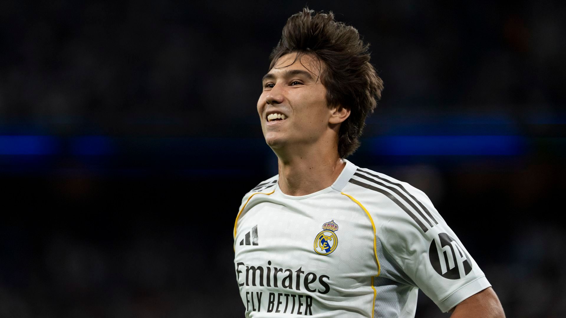 Gonzalo García celebra un tanto con el Real Madrid