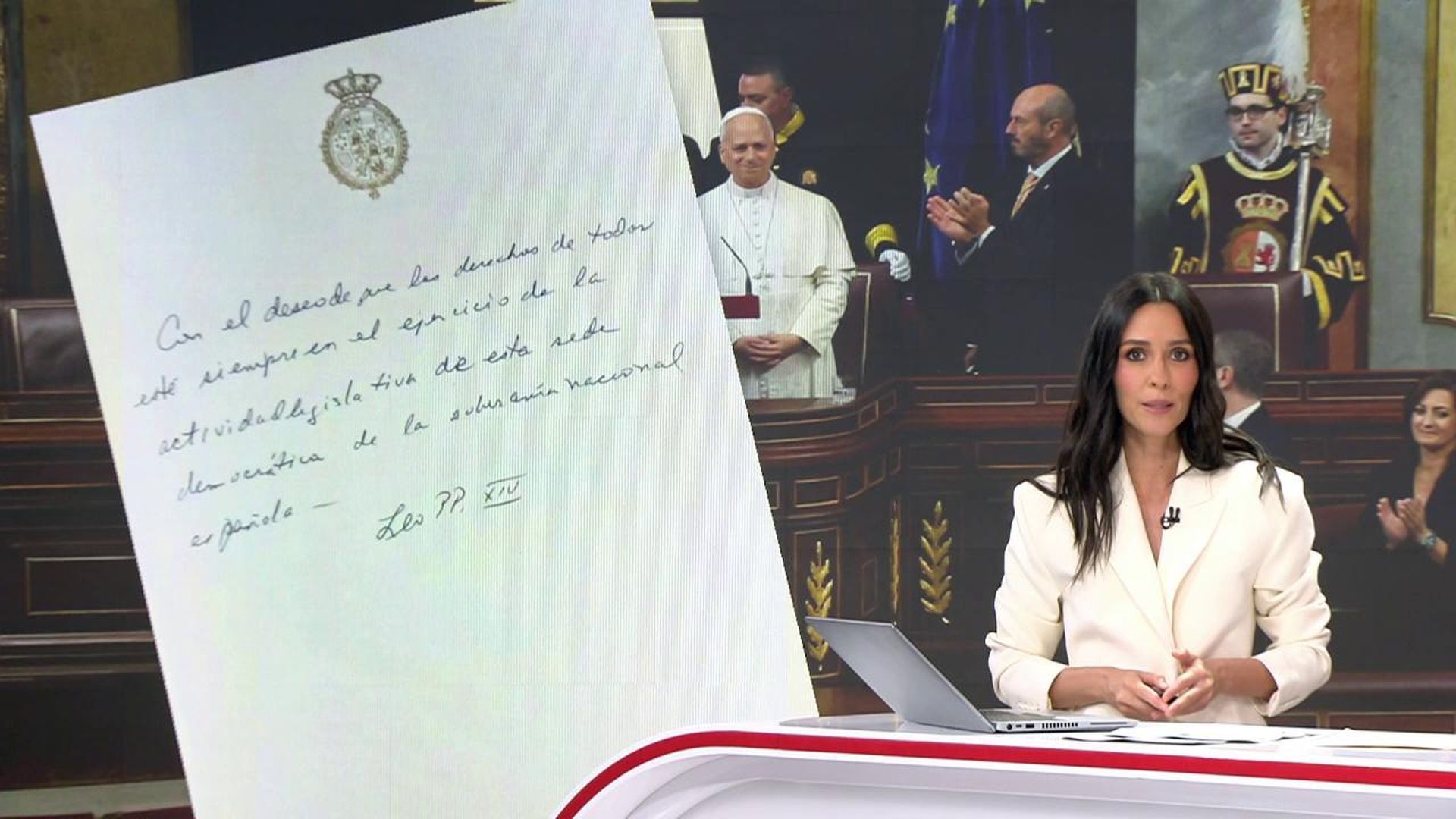 La firma del Papa en el libro del Congreso