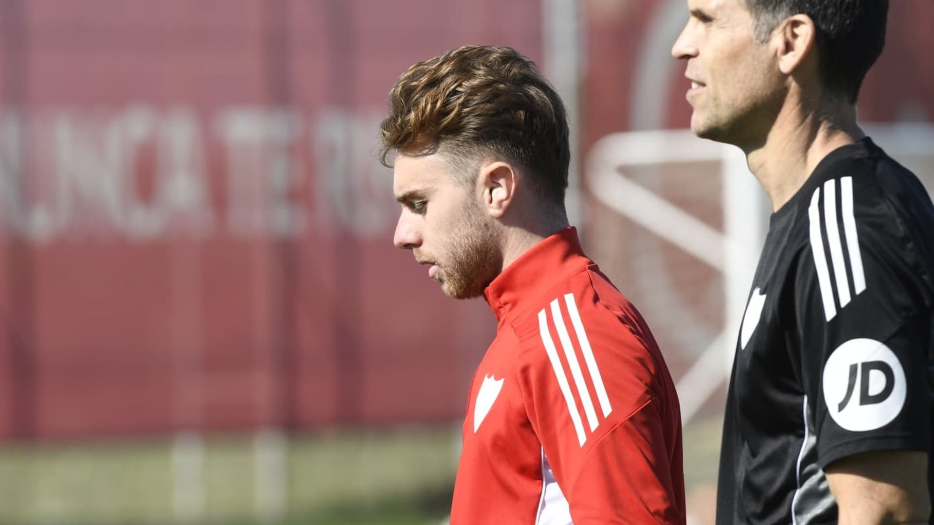 Peque Fernández, durante un entrenamiento del Sevilla