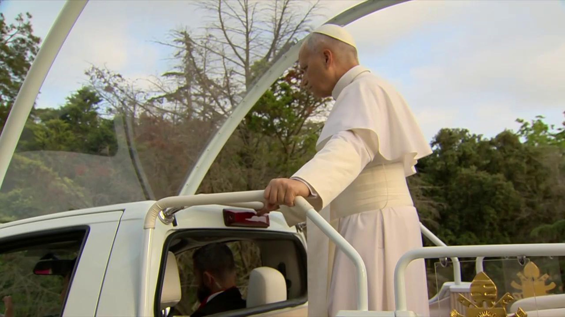 El papa, de camino al Estadio Olímpico