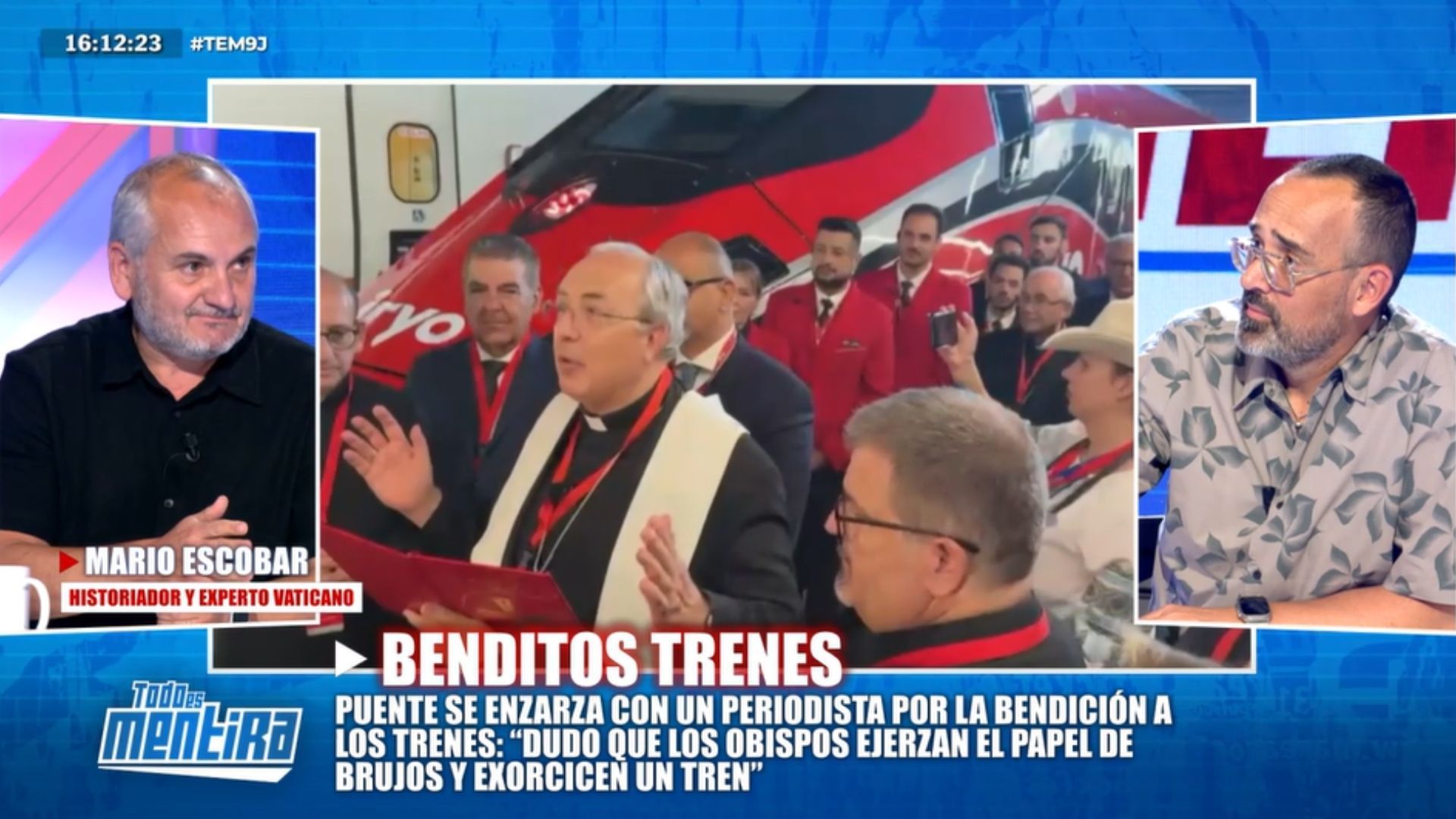 Mario Escobar, experto en el Vaticano, critica a Óscar Puente tras la bendición de los trenes: "Es necesario hacerlo tal y como están las cosas" Mario Escobar, experto en el Vaticano, critica a Óscar Puente tras la bendición de los trenes: "Es necesario hacerlo tal y como están las cosas"