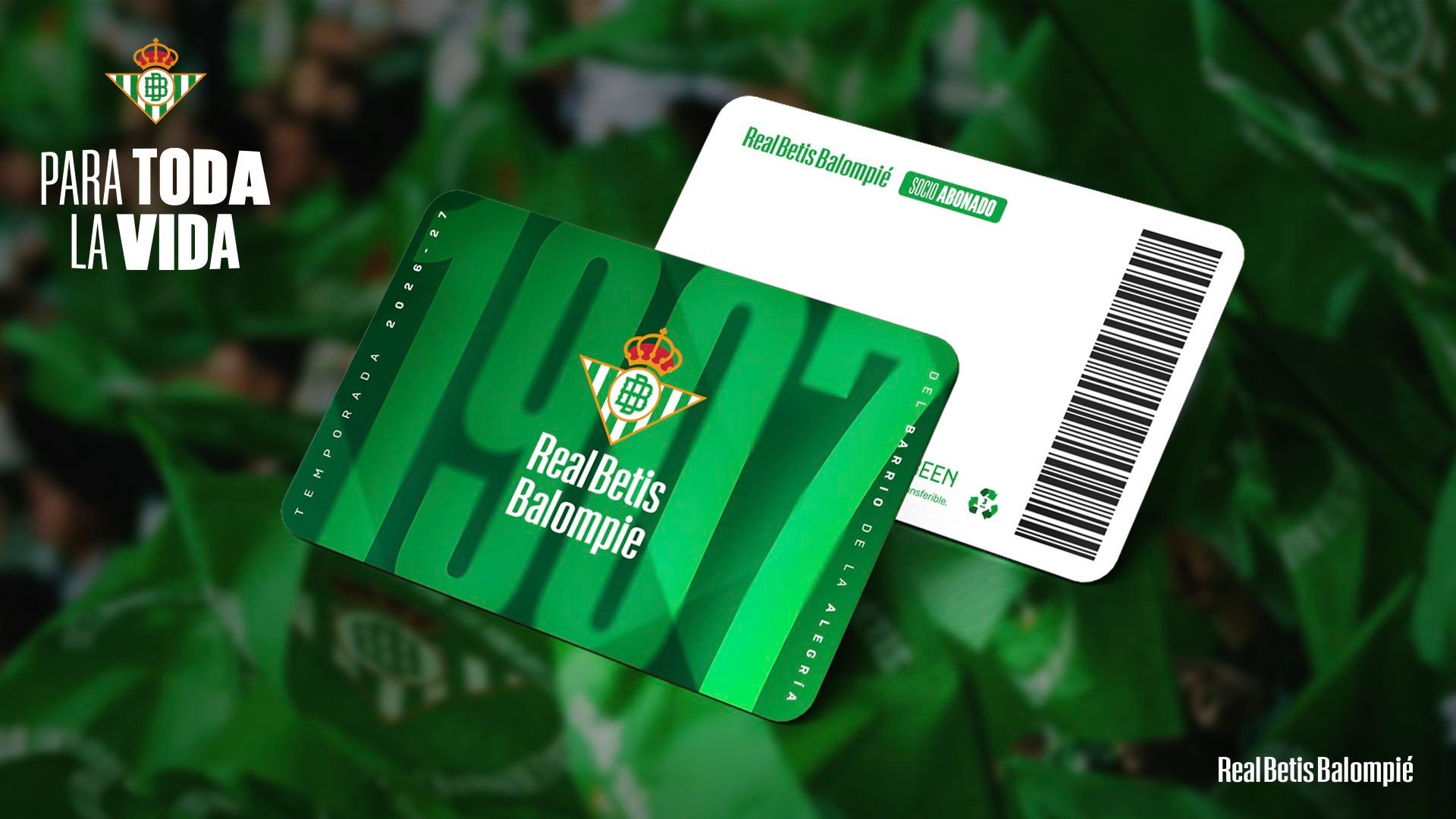 El diseño del nuevo carnet del Real Betis.