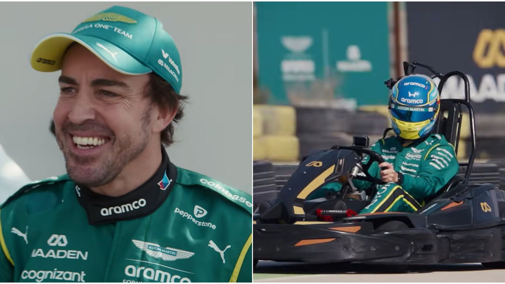 Fernando Alonso durante el último vídeo de YouTube de Aston Martin Fernando Alonso durante el último vídeo de YouTube de Aston Martin