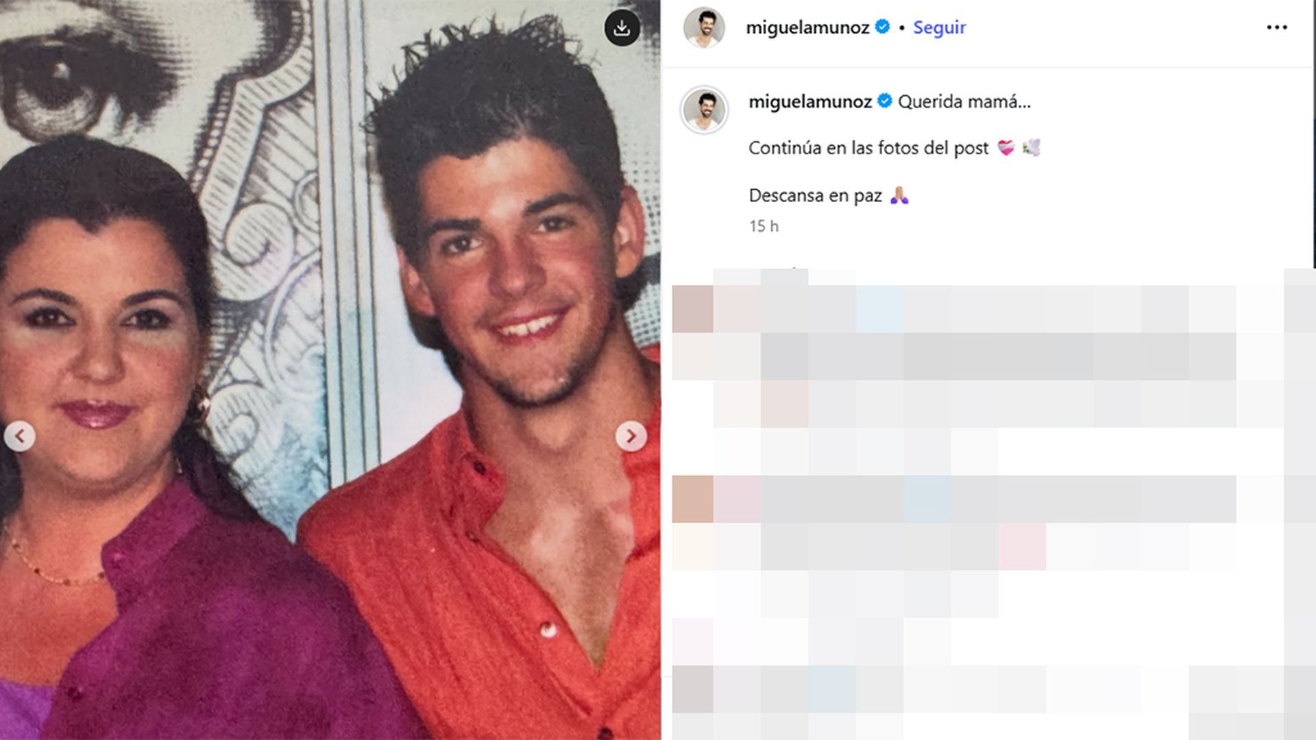Miguel Ángel Muñoz con su madre, Cristina Blanco