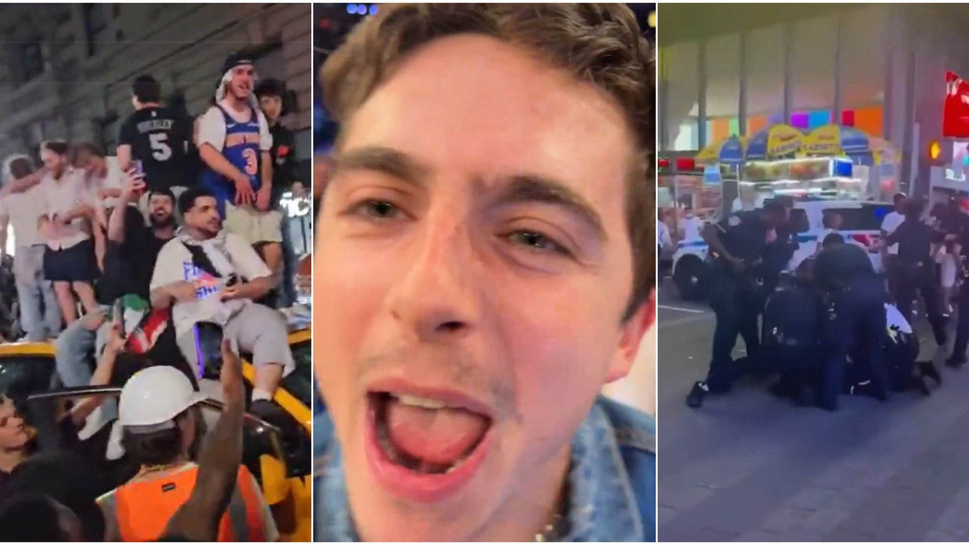 Aficionados de los Knicks, Timothée Chalamet y la policía parando una pelea Aficionados de los Knicks, Timothée Chalamet y la policía parando una pelea