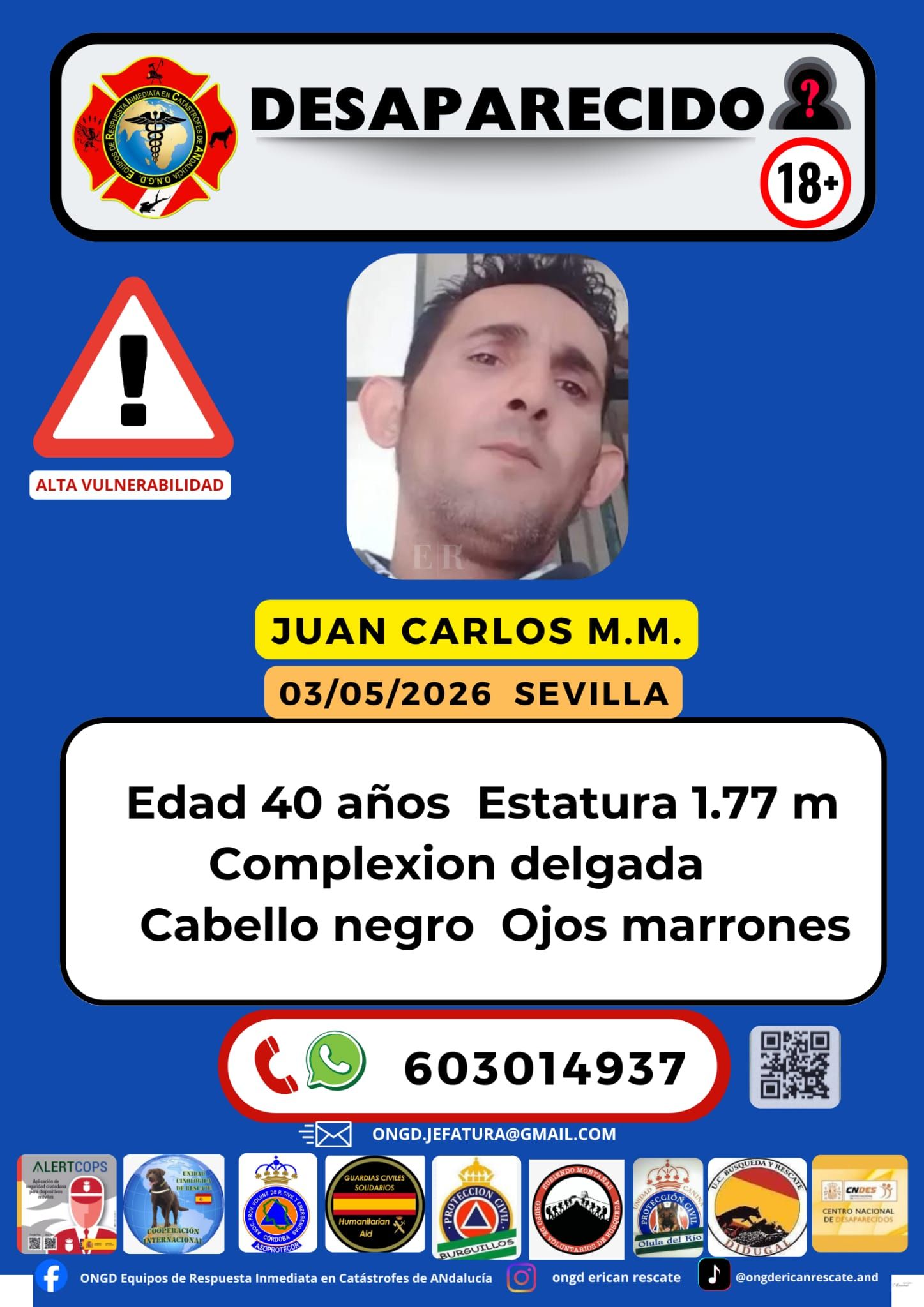 Buscan a Juan Carlos desaparecido en Sevilla