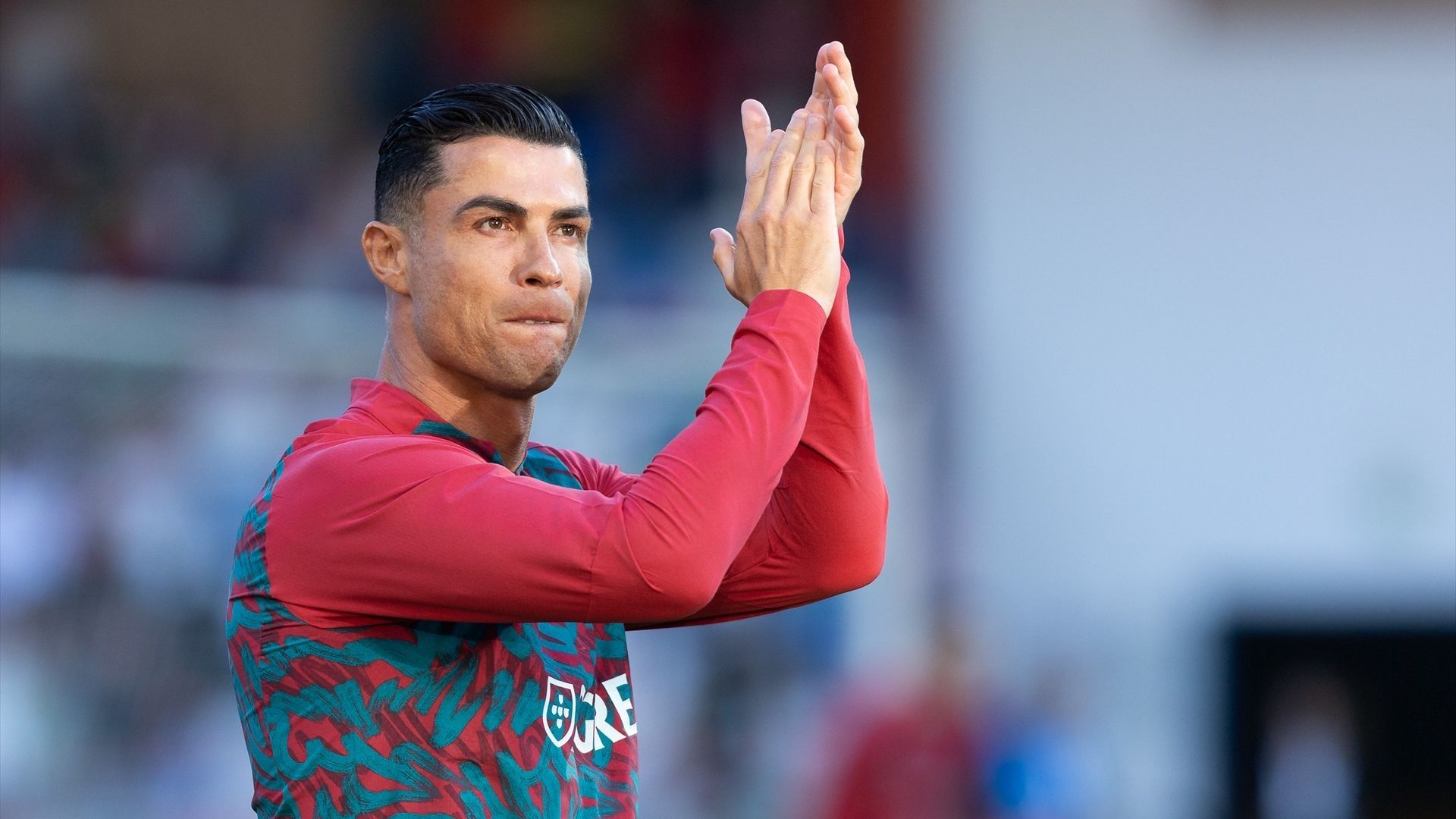 Cristiano Ronaldo antes de un partido amistoso con Portugal