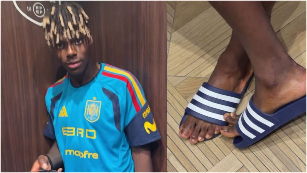 Lamine Yamal alucina al ver los pies descalzos de Nico Williams: "Dios mío"