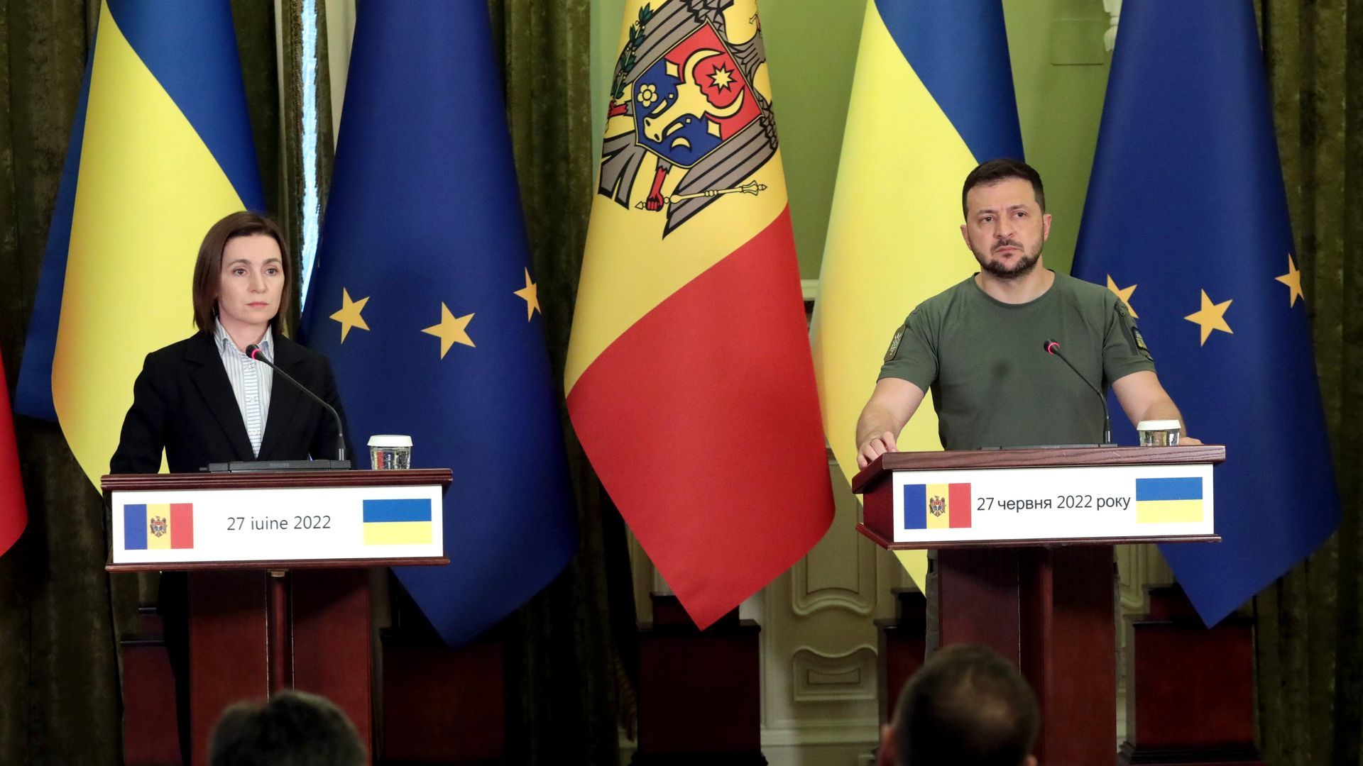 Volodímir Zelenski y Maia Sandu, máximos dirigentes de Ucrania y Moldavia Volodímir Zelenski y Maia Sandu, máximos dirigentes de Ucrania y Moldavia
