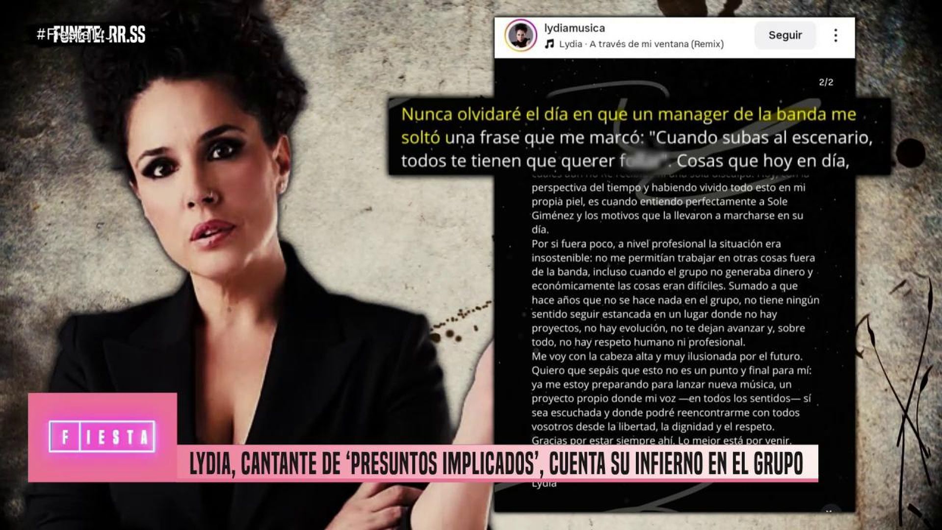 El comunicado de Lydia Rodríguez hablando sobre el trato recibido en 'Presuntos implicados' Fiesta 2026 Top Vídeos 1229