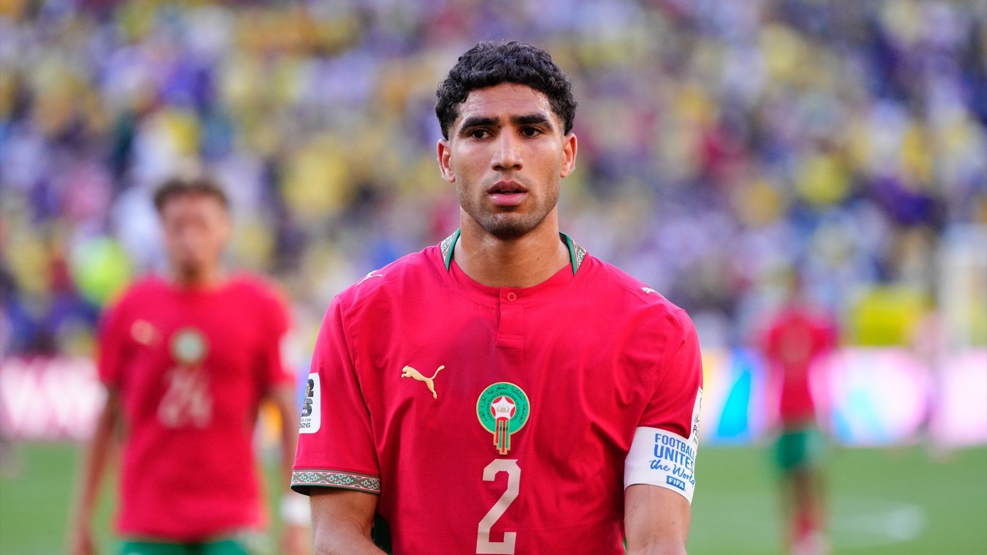Achraf Hakimi durante el primer partido de Marruecos en el Mundial 2026