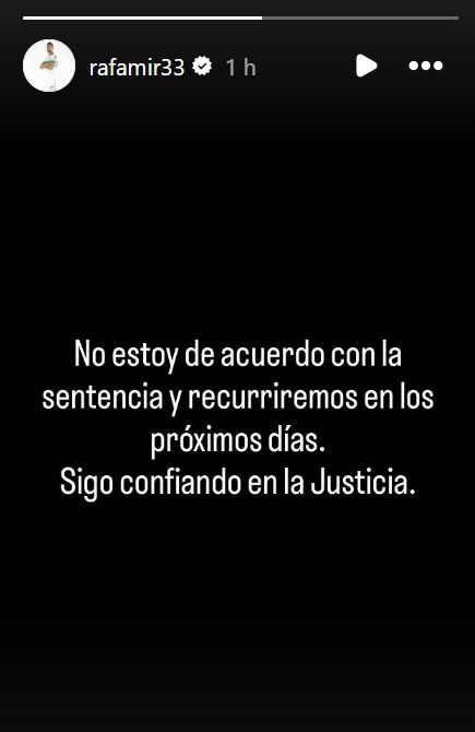 El mensaje de Rafa Mir en sus redes sociales