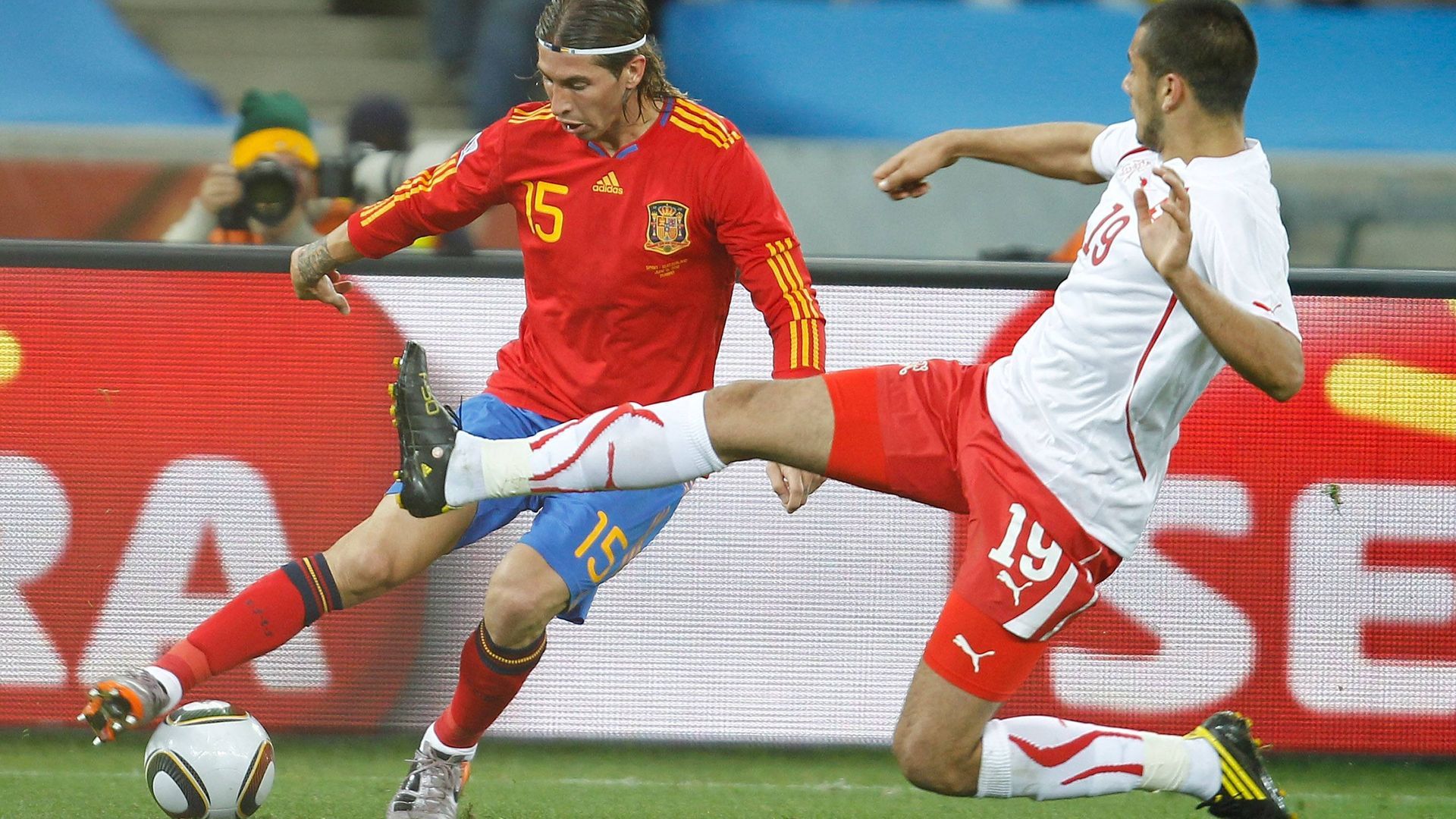 Imagen del partido de España frente a Suiza en el Mundial 2010