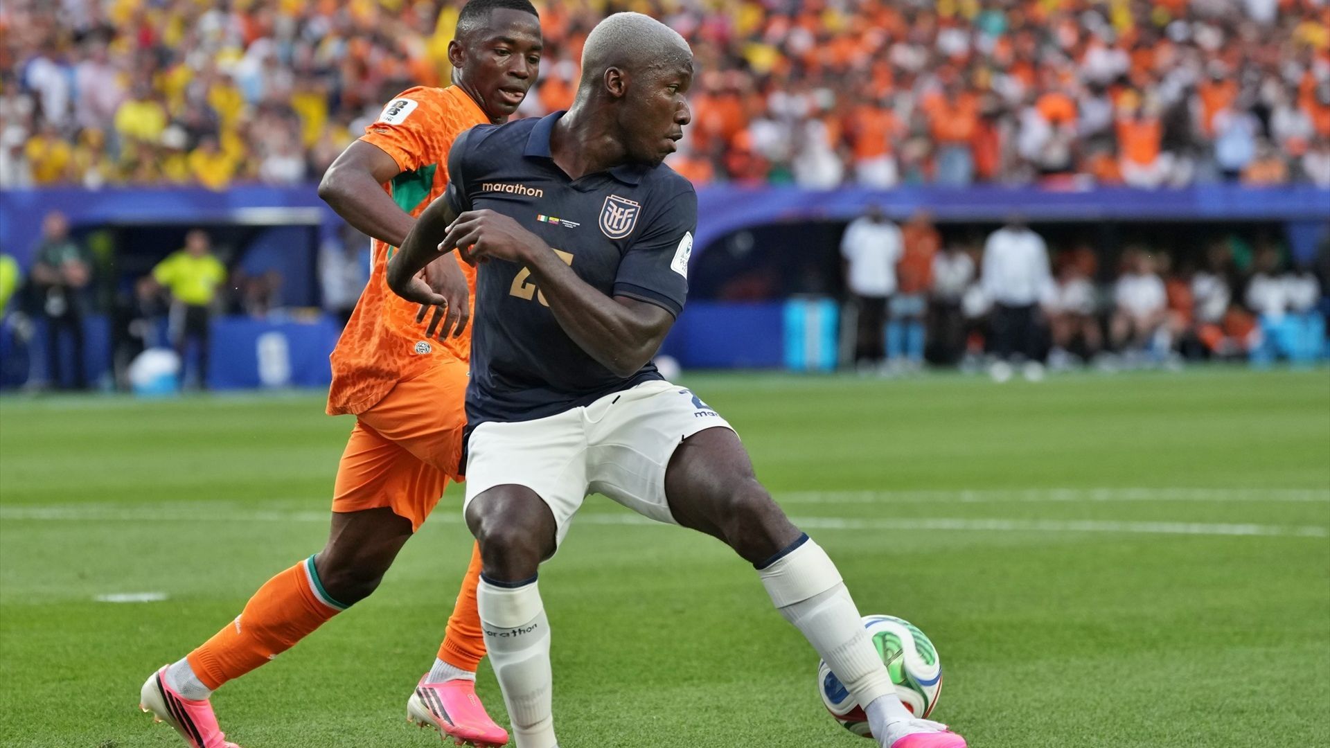 Moisés Caicedo durante el primer partido de Ecuador en el Mundial 2026