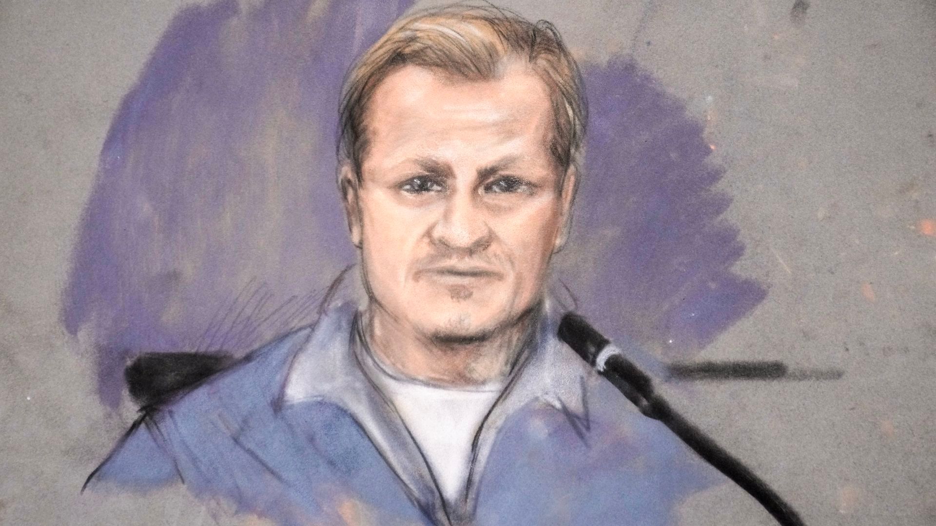 Una ilustración de Marius Borg durante su juicio