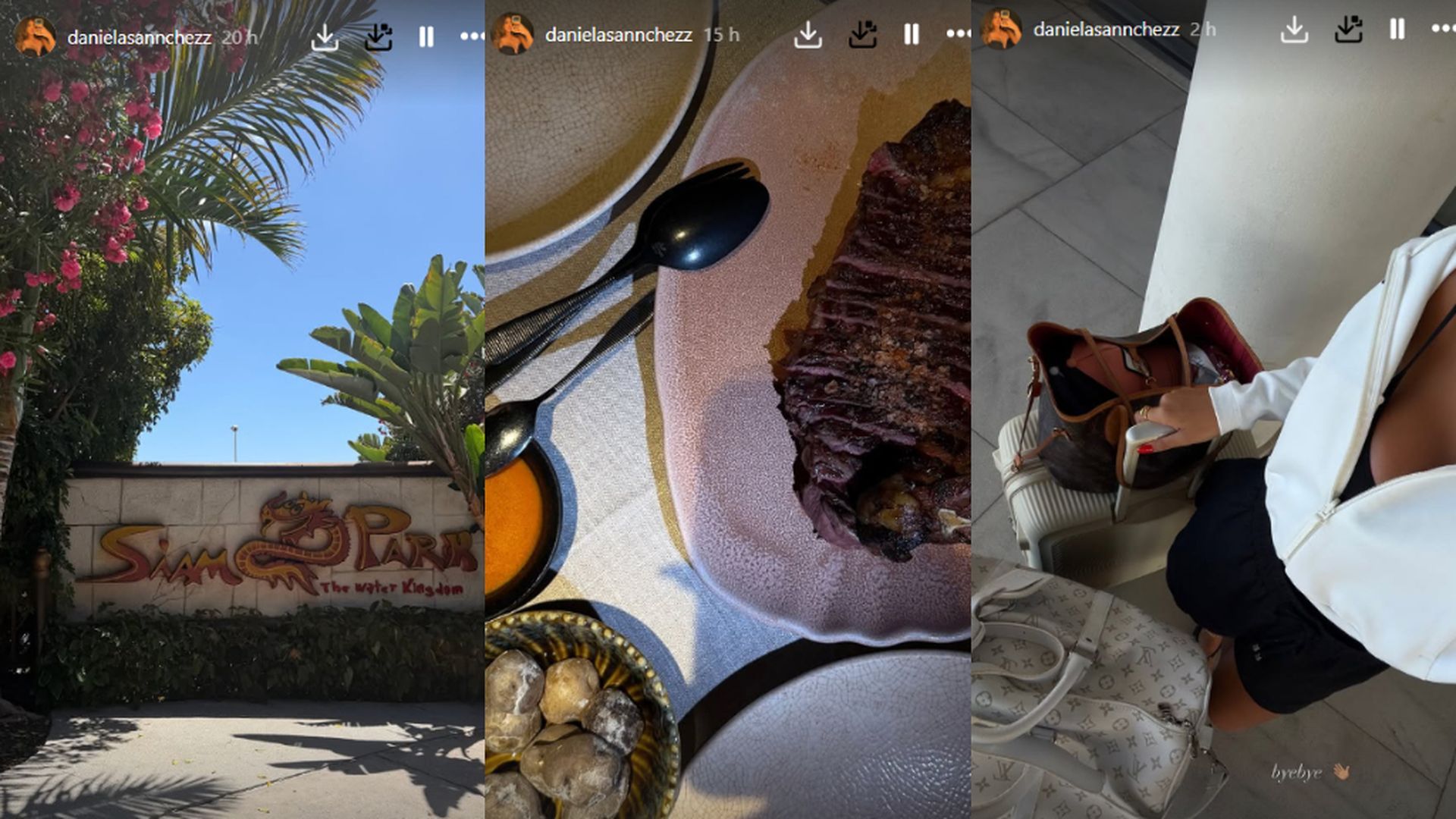 Daniela Sánchez, en sus vacaciones con Antonio