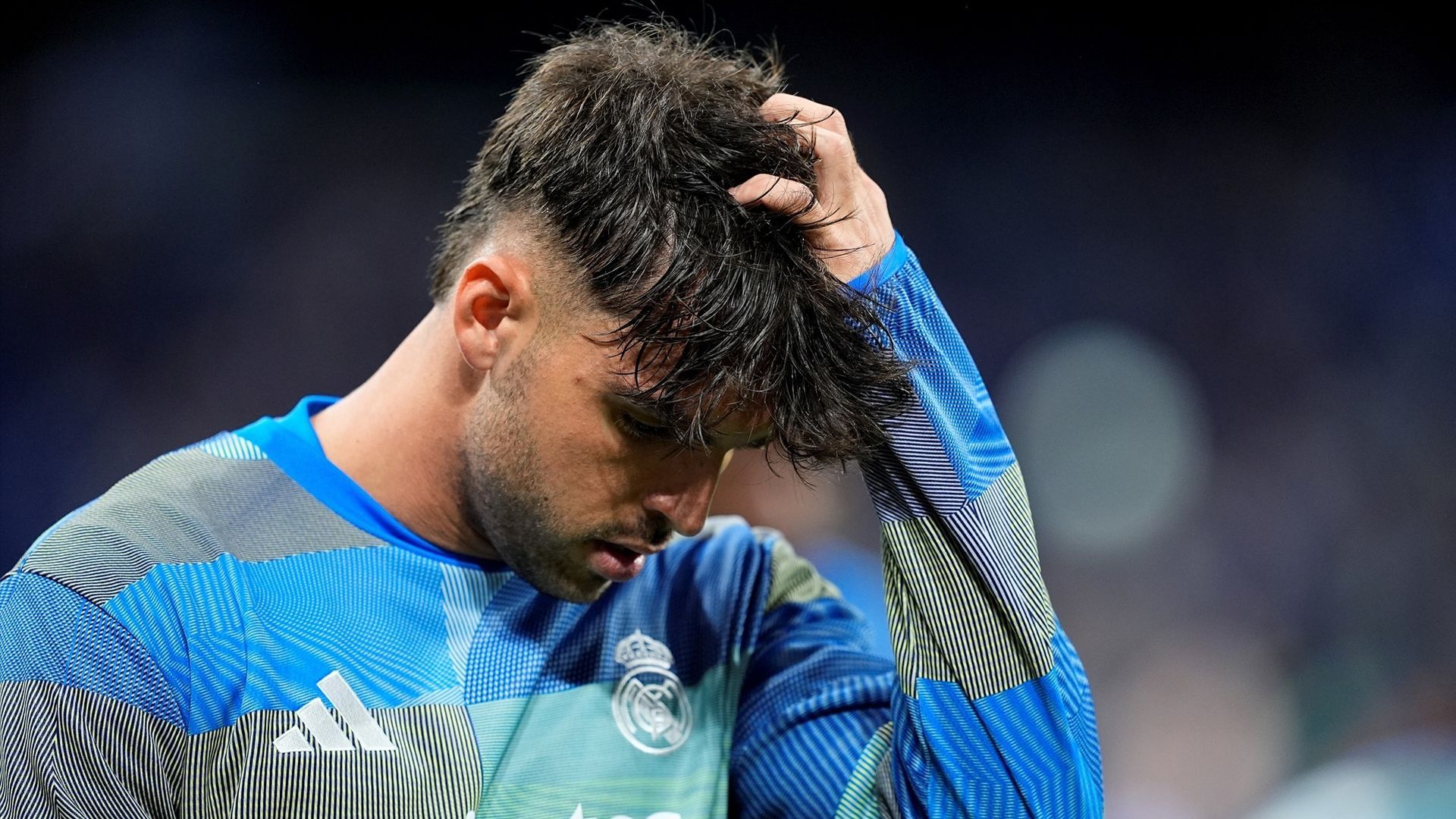 Raúl Asencio, en un partido con el Real Madrid
