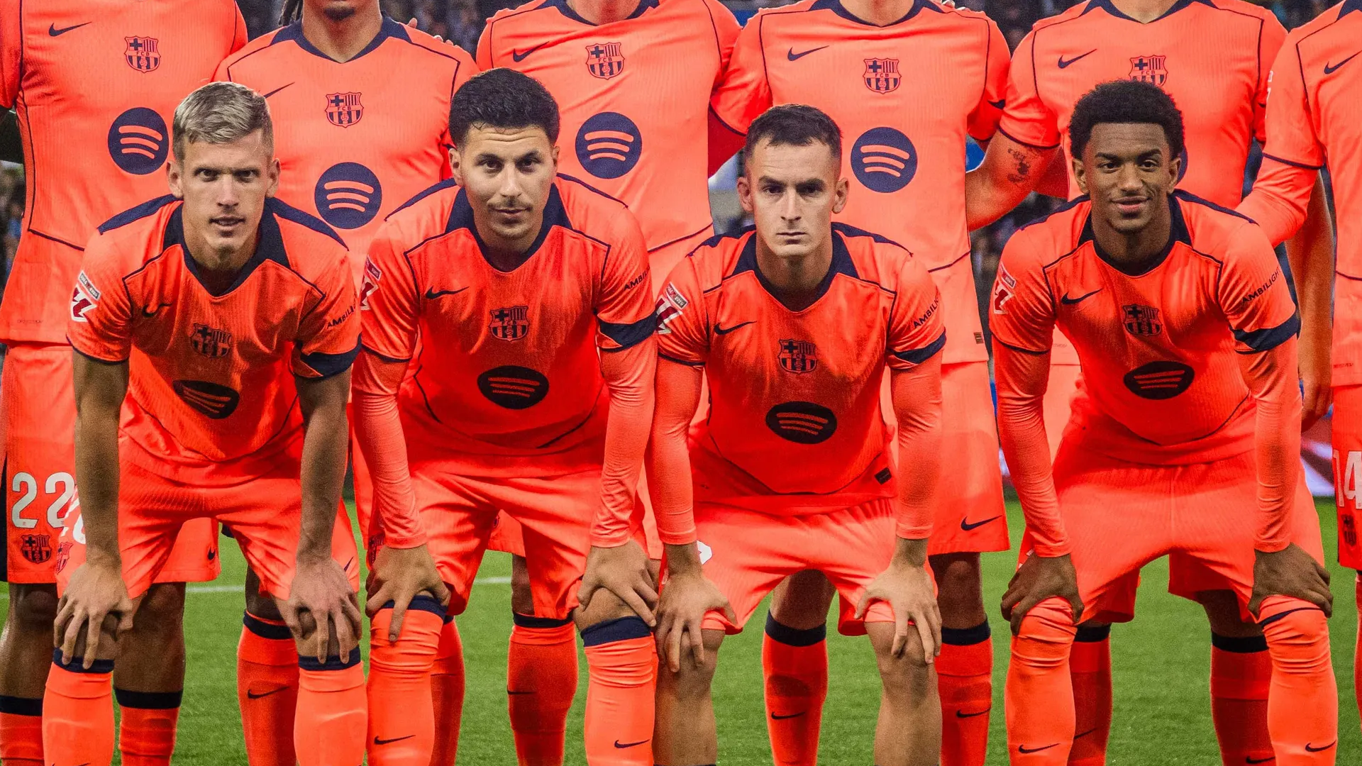 Dani Olmo, Bardghji, Casadó y Balde, en un partido del Barcelona Dani Olmo, Bardghji, Casadó y Balde, en un partido del Barcelona