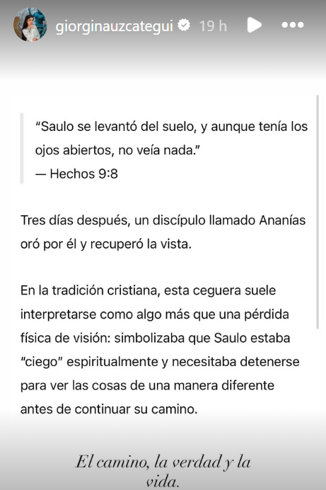 El mensaje de Giorgina Uzcategui