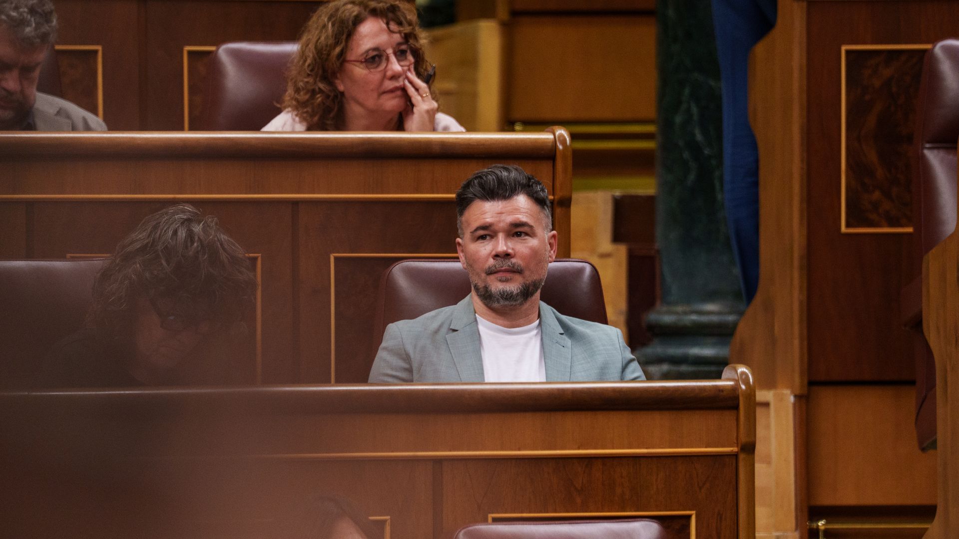 El portavoz de ERC en el Congreso, Gabriel Rufián, durante una sesión plenaria en el Congreso de los Diputados