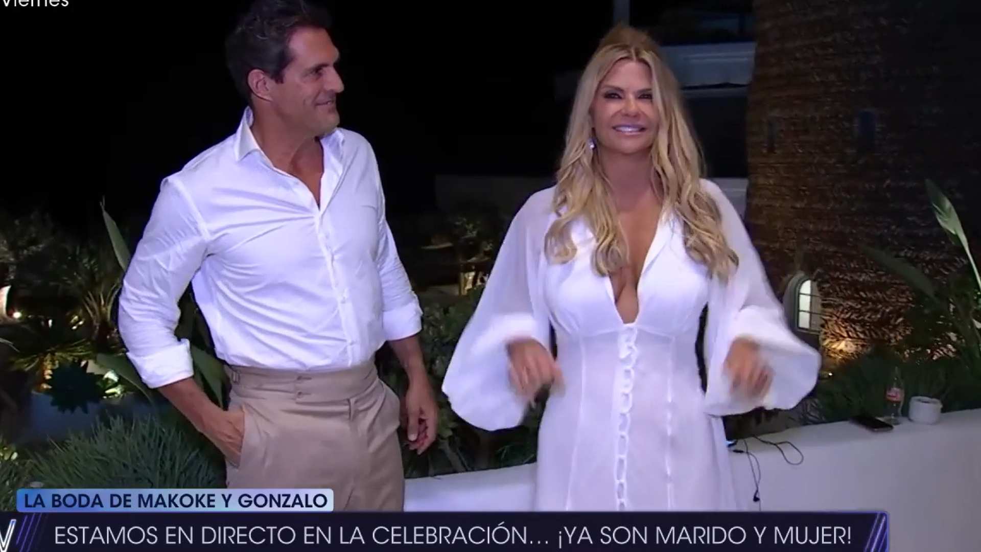 Makoke y Gonzalo Fernández, disfrutando durante la celebración de su boda