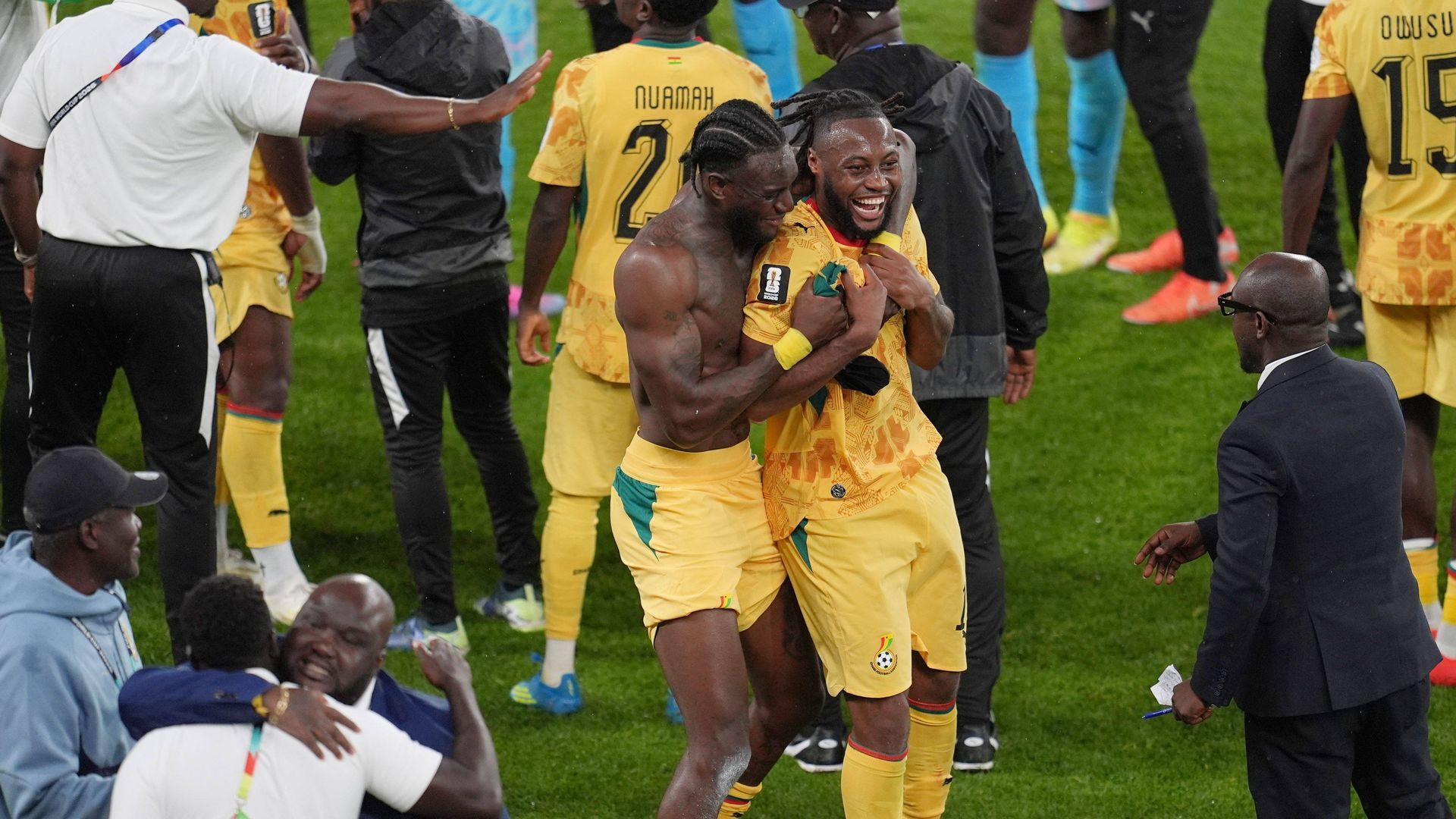 Los jugadores de Ghana celebrando la victoria