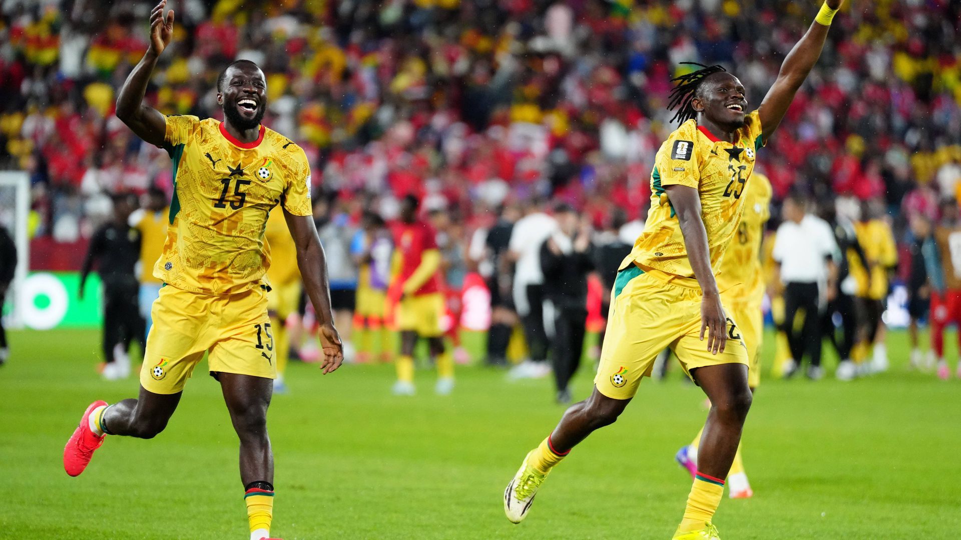 Los jugadores de Ghana celebrando la victoria Los jugadores de Ghana celebrando la victoria