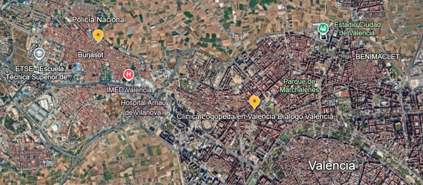 Lugar donde se ubica la Clínica Diálogo y punto en el que se entregó el asesino confeso de Vicent
