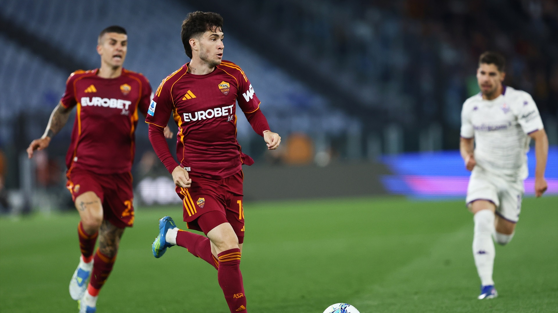 Matías Soulé, en un partido con la Roma