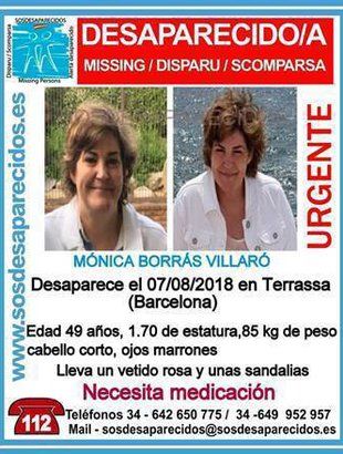 Cartel de desaparición de Mònica Borràs en Terrassa