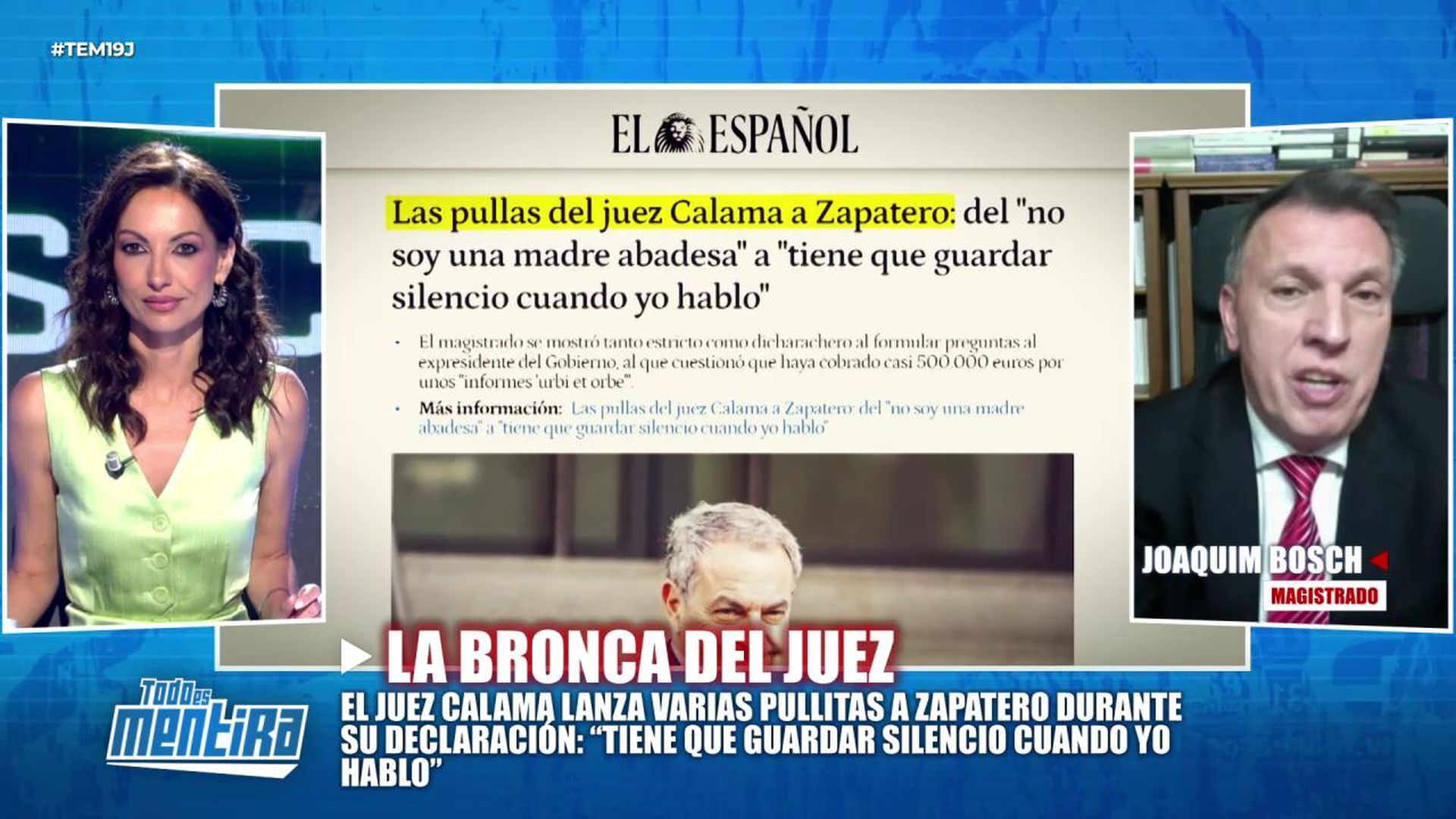 El magistrado Joaquim Bosch, sobre las pullas del juez Calama a Zapatero: "No está fuera de lo normal"