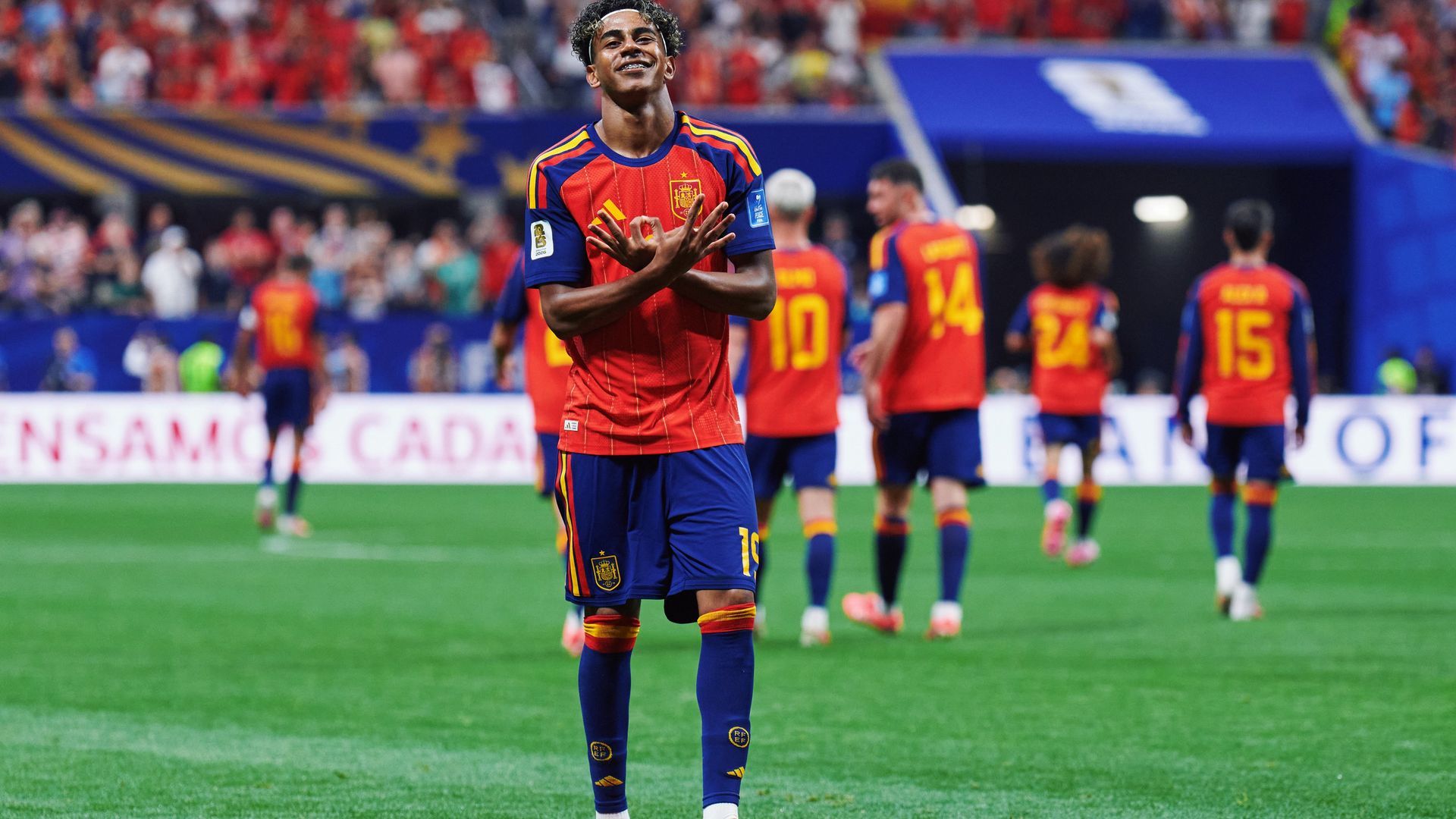 LAmine Yamal celebra su gol con España a Arabia Saudí LAmine Yamal celebra su gol con España a Arabia Saudí