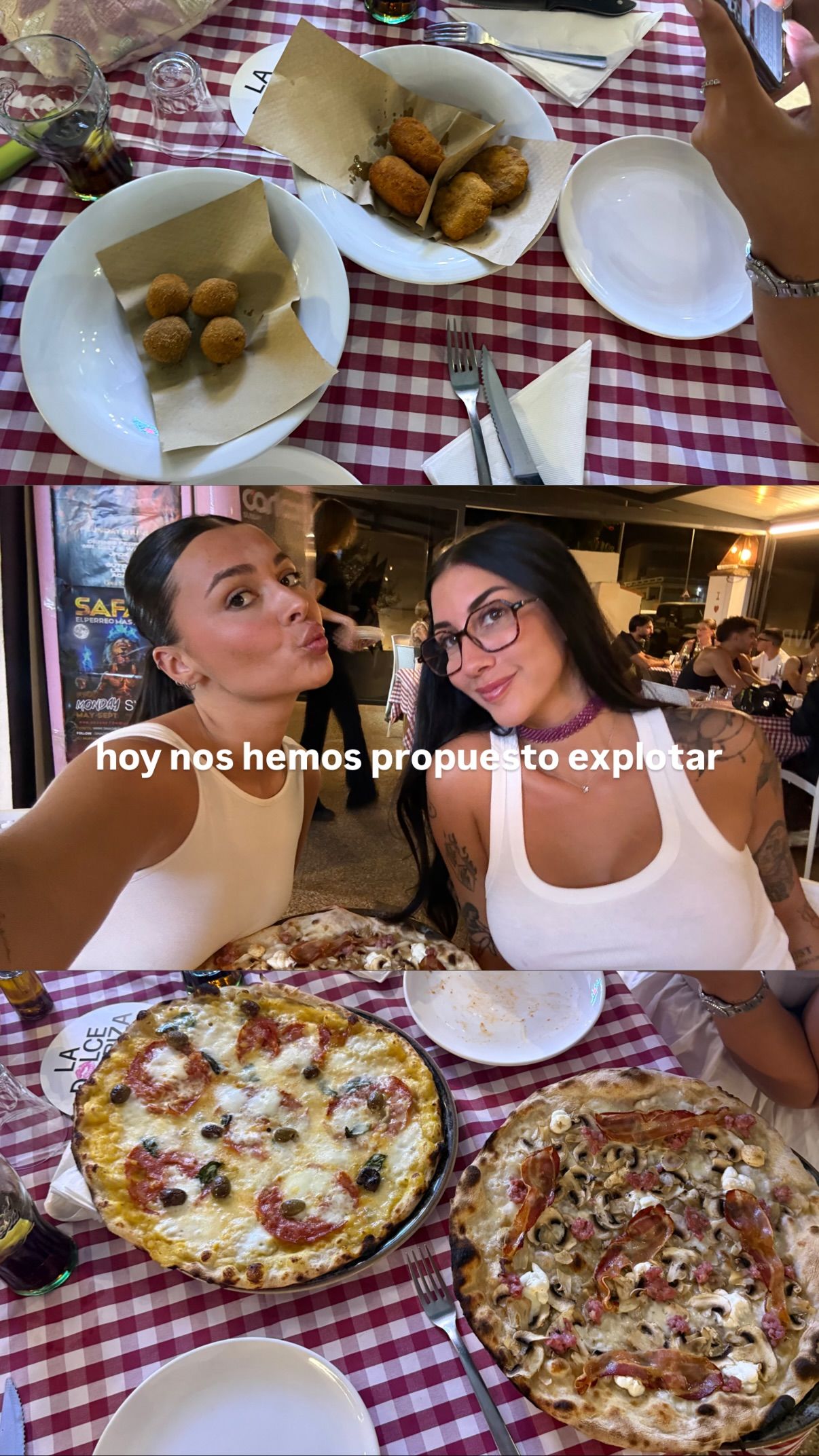 Naomi y su amiga cenando en Ibiza