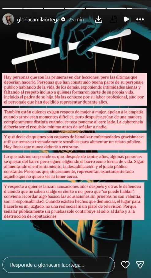 Gloria Camila estalla en redes sociales