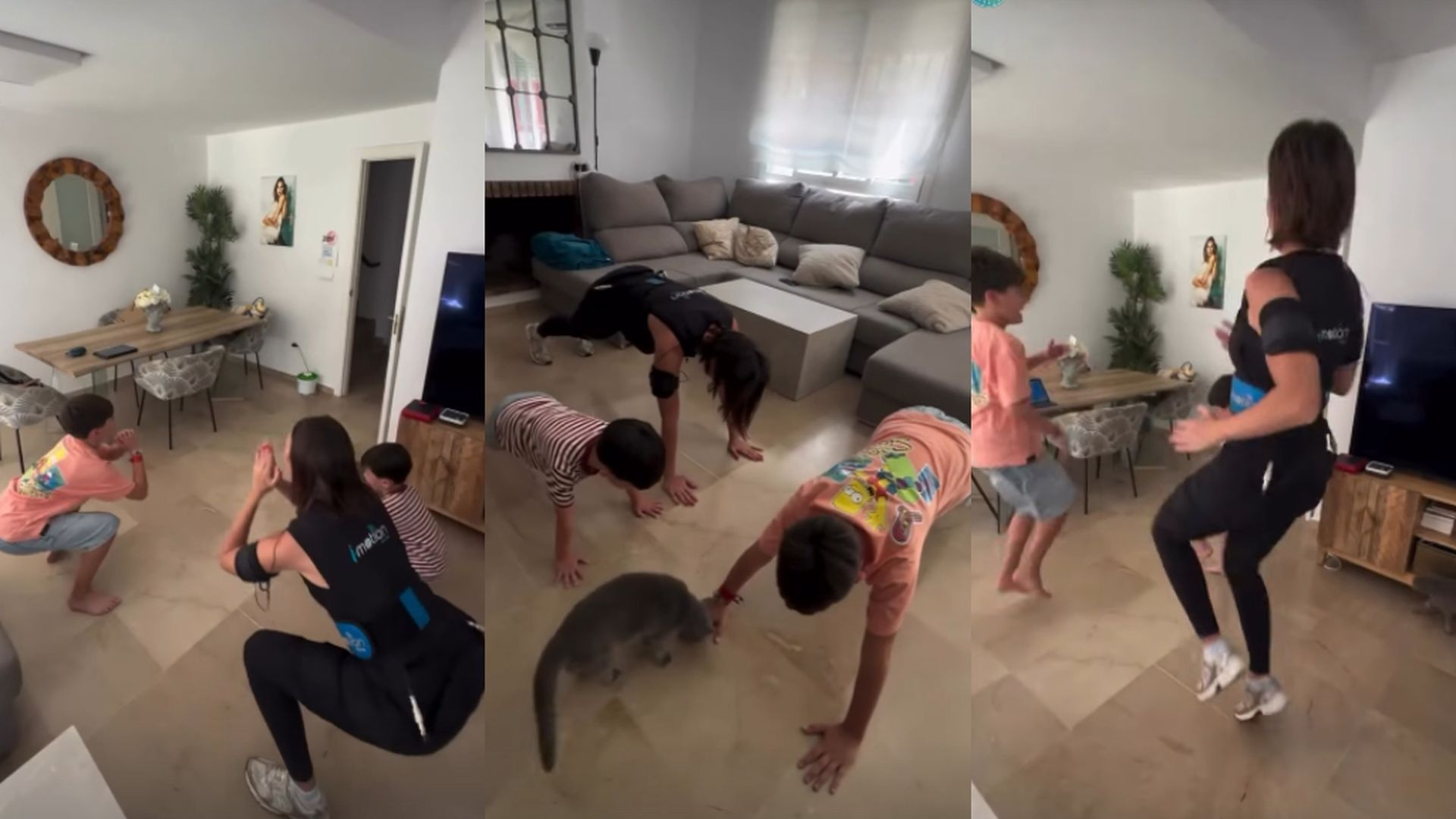 El entreno de Jessica Bueno con sus hijos