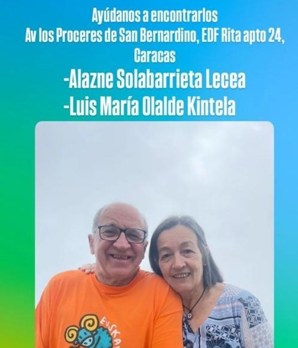 Alazne Solabarrieta Lecea y Koldo Olalde, en un cartel de búsqueda tras el terremoto