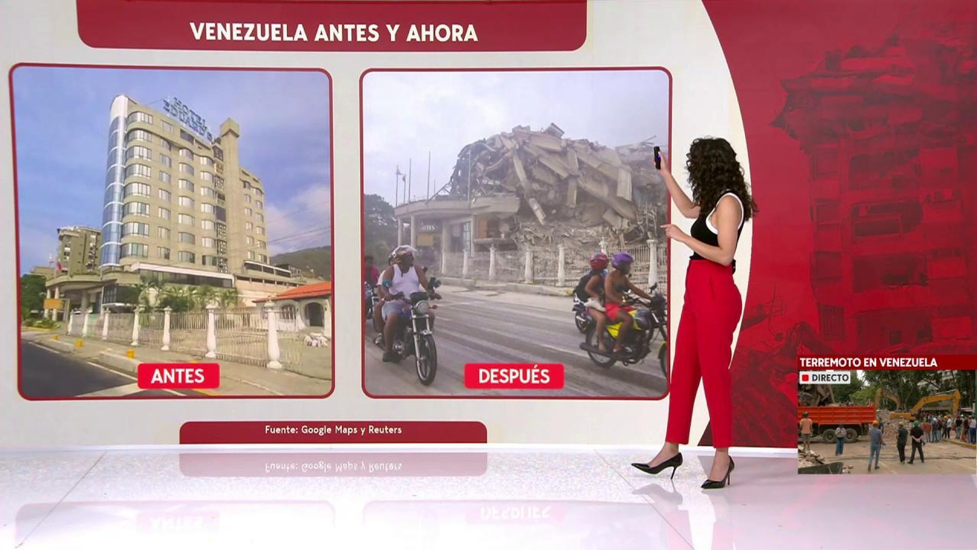 El antes y el después en el terremoto de Venezuela en un día festivo con mucha gente en sus casas