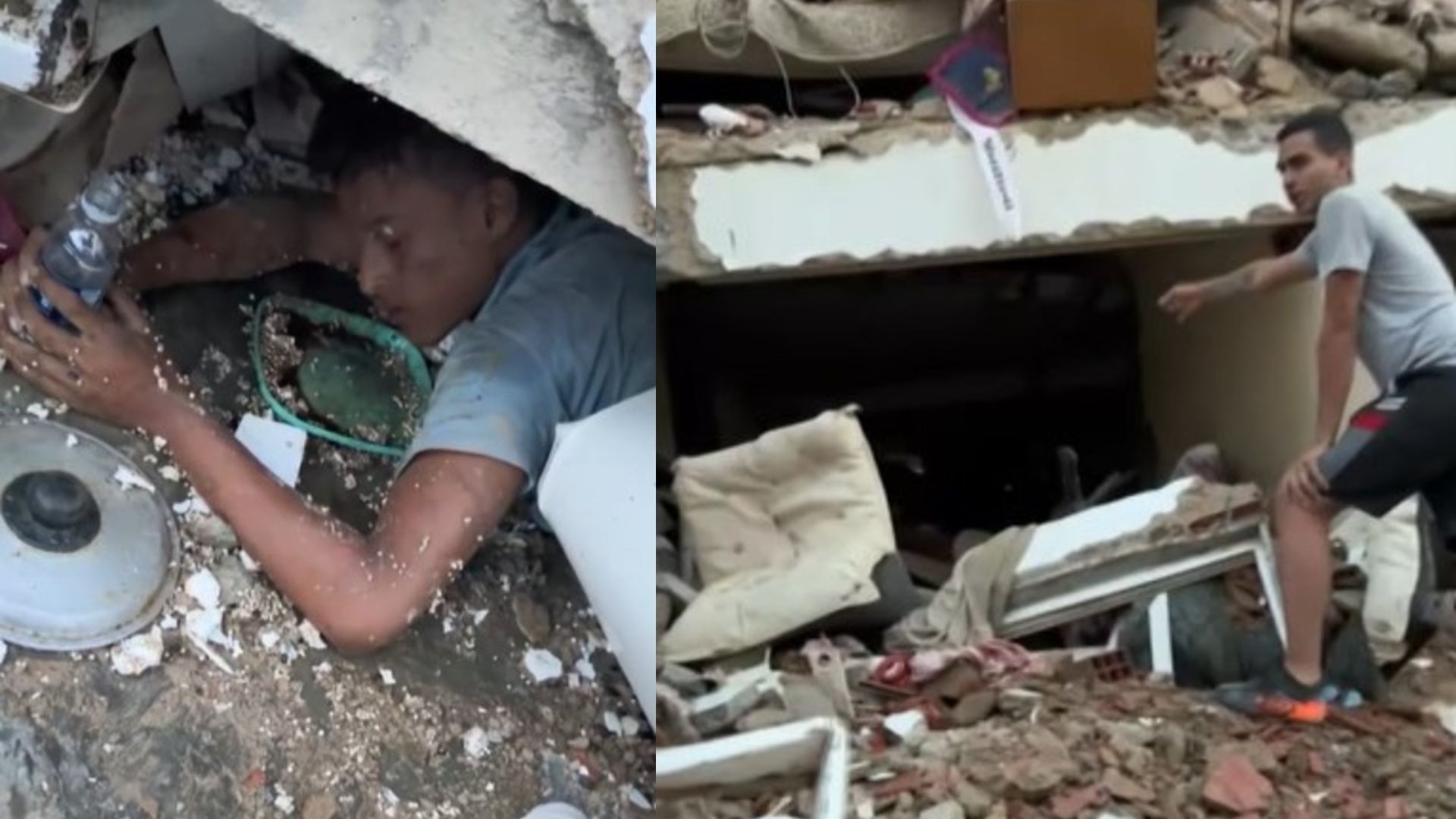 Un reportero de Venezuela asiste en directo a supervivientes de los terremotos entre los escombros: "Se encuentra aún con vida"