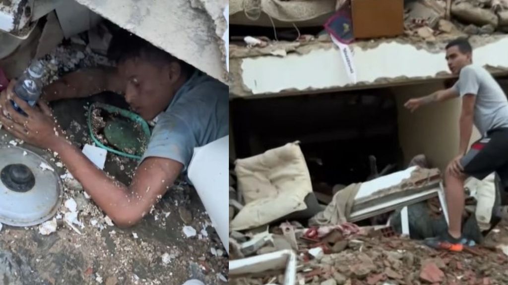 Un reportero de Venezuela asiste en directo a supervivientes de los terremotos entre los escombros: "Se encuentra aún con vida"
