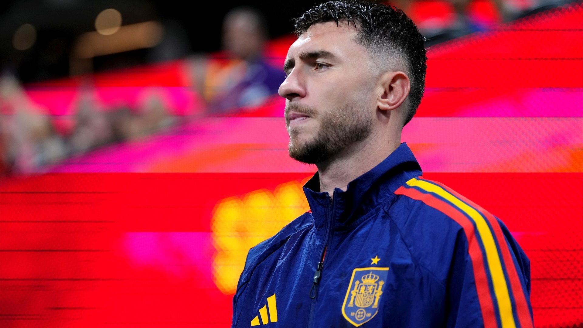 Aymeric Laporte, antes de un partido de España